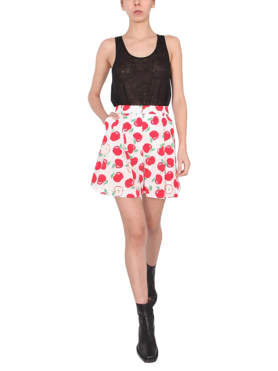 Apple Printed High-Waisted Shorts