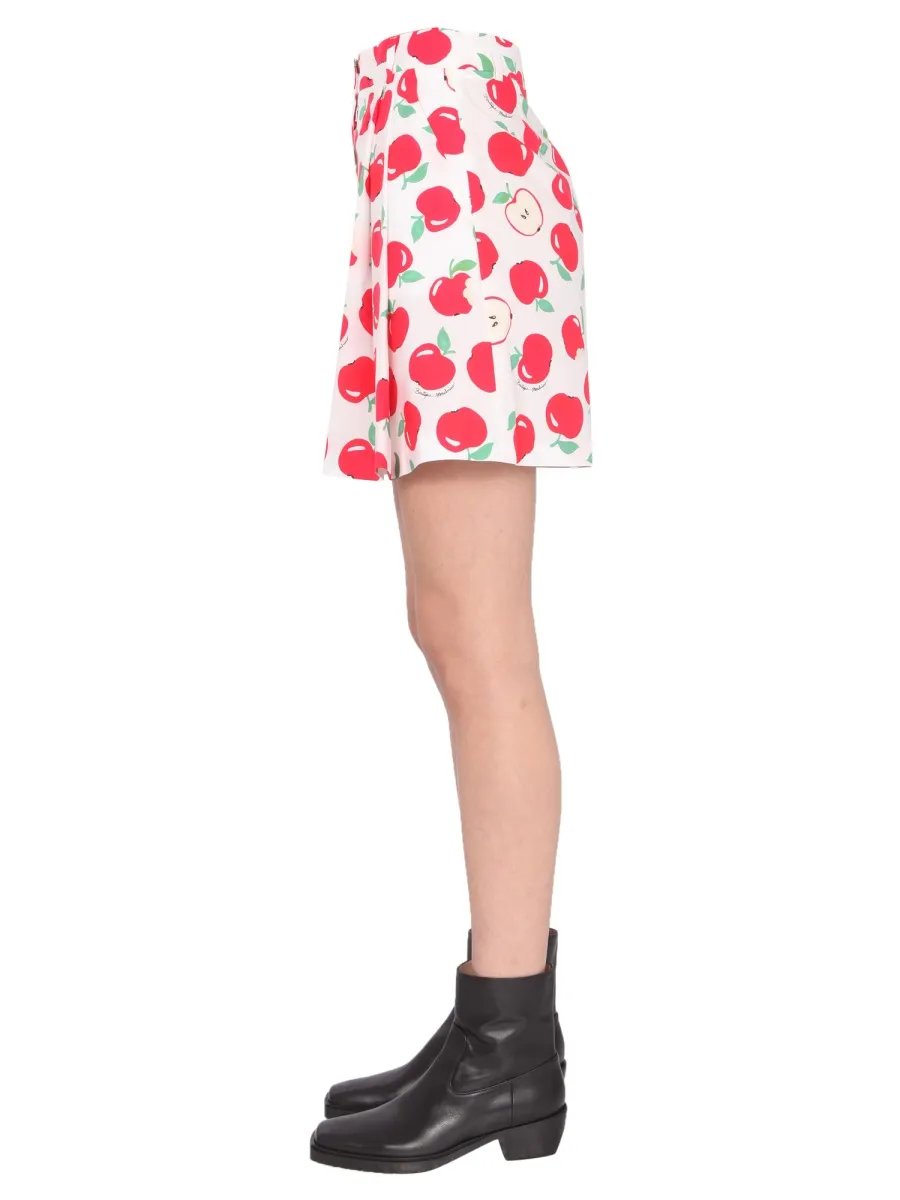 Apple Printed High-Waisted Shorts