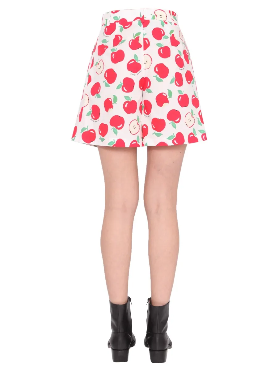 Apple Printed High-Waisted Shorts