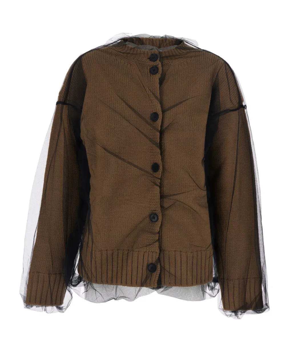Sheer Layered Knitted Cardigan