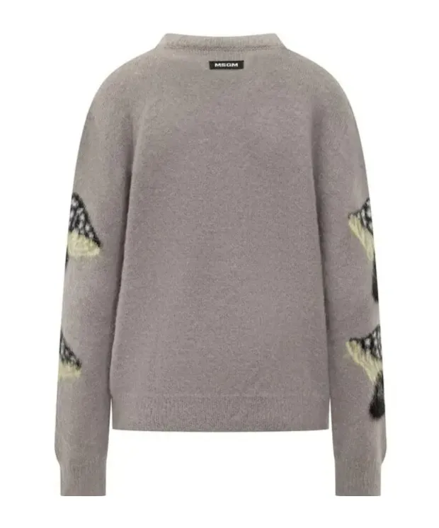 Mushroom Patterned Crewneck Jumper