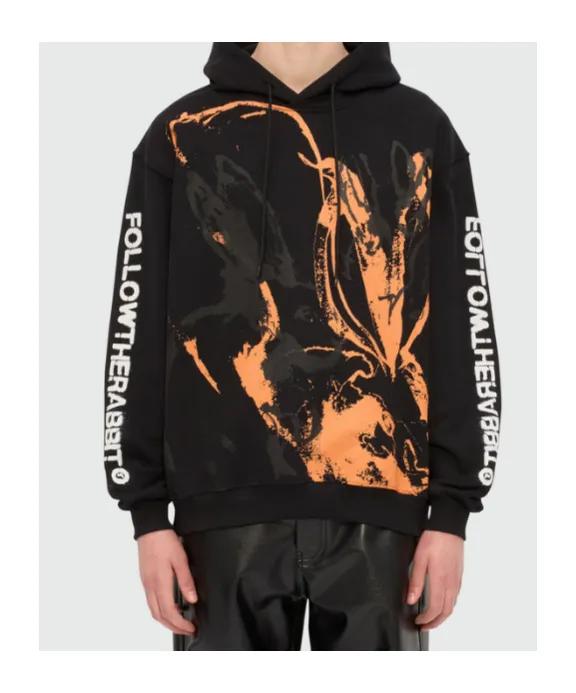 Sketched Bunnies Print Hoodie