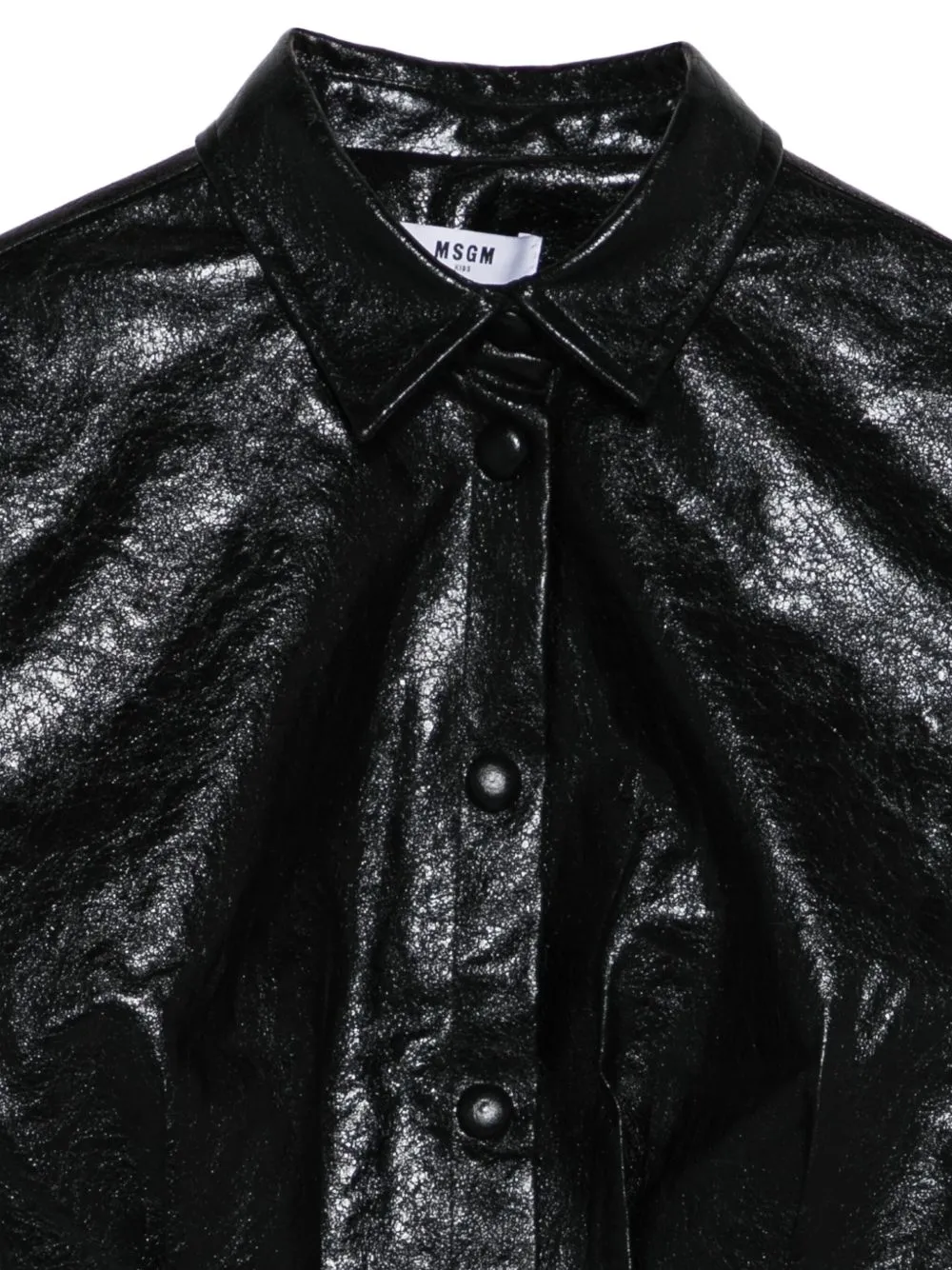 Grained-Effect Press-Stud Shirt