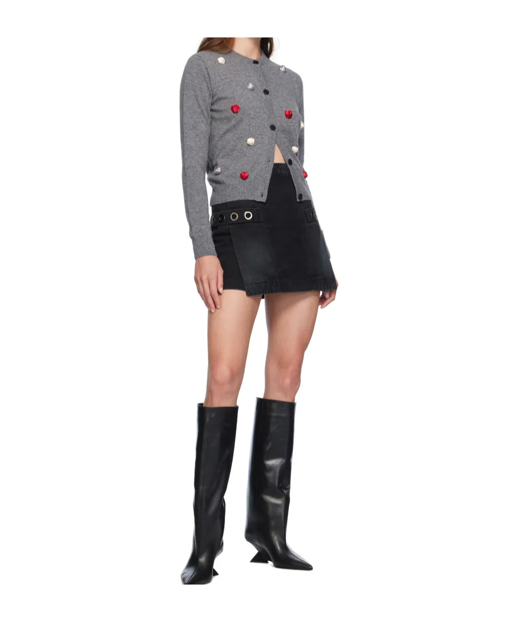 Eyelet-Embellished Denim Miniskirt