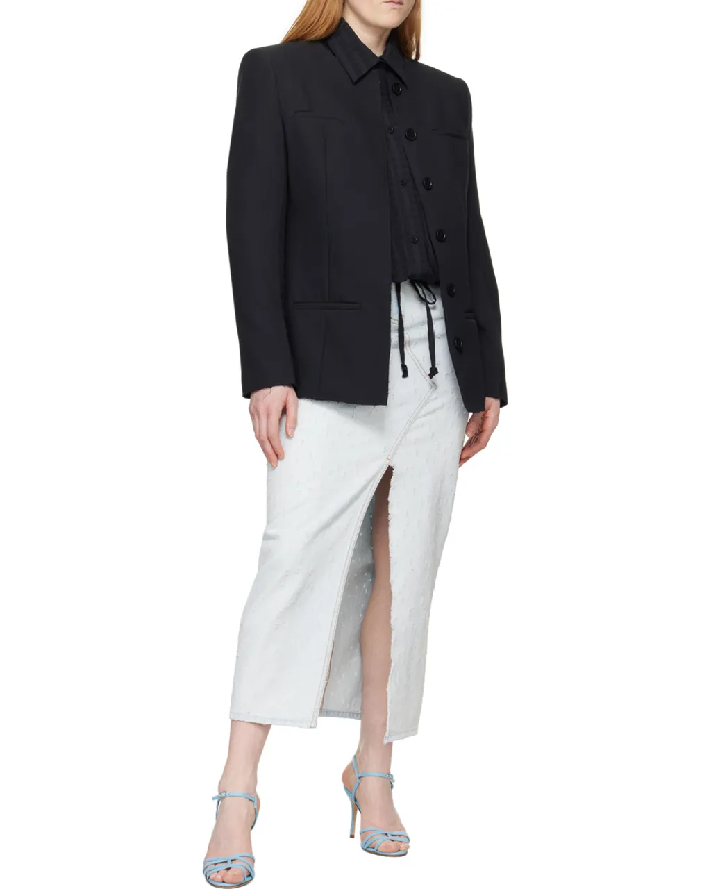 Drawstring-Hem Seersucker Shirt