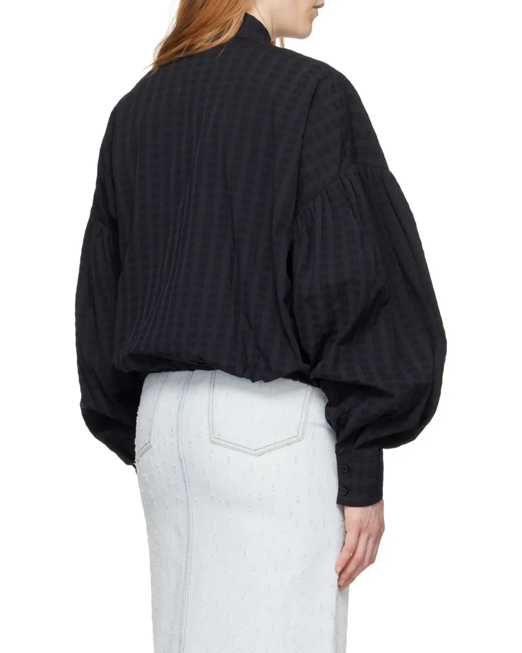 Drawstring-Hem Seersucker Shirt