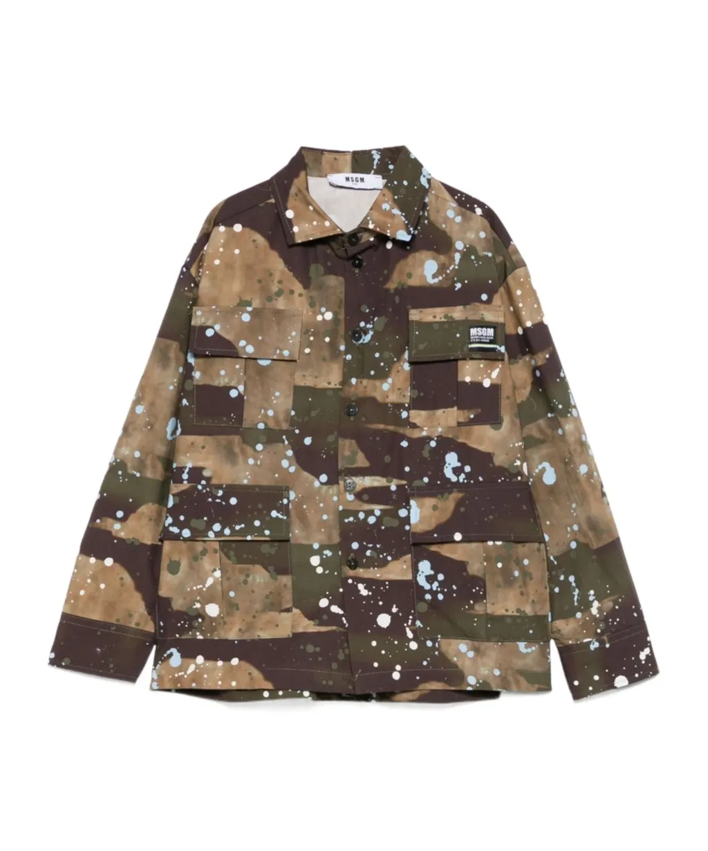 Camouflage Printed Button-Up Shirt