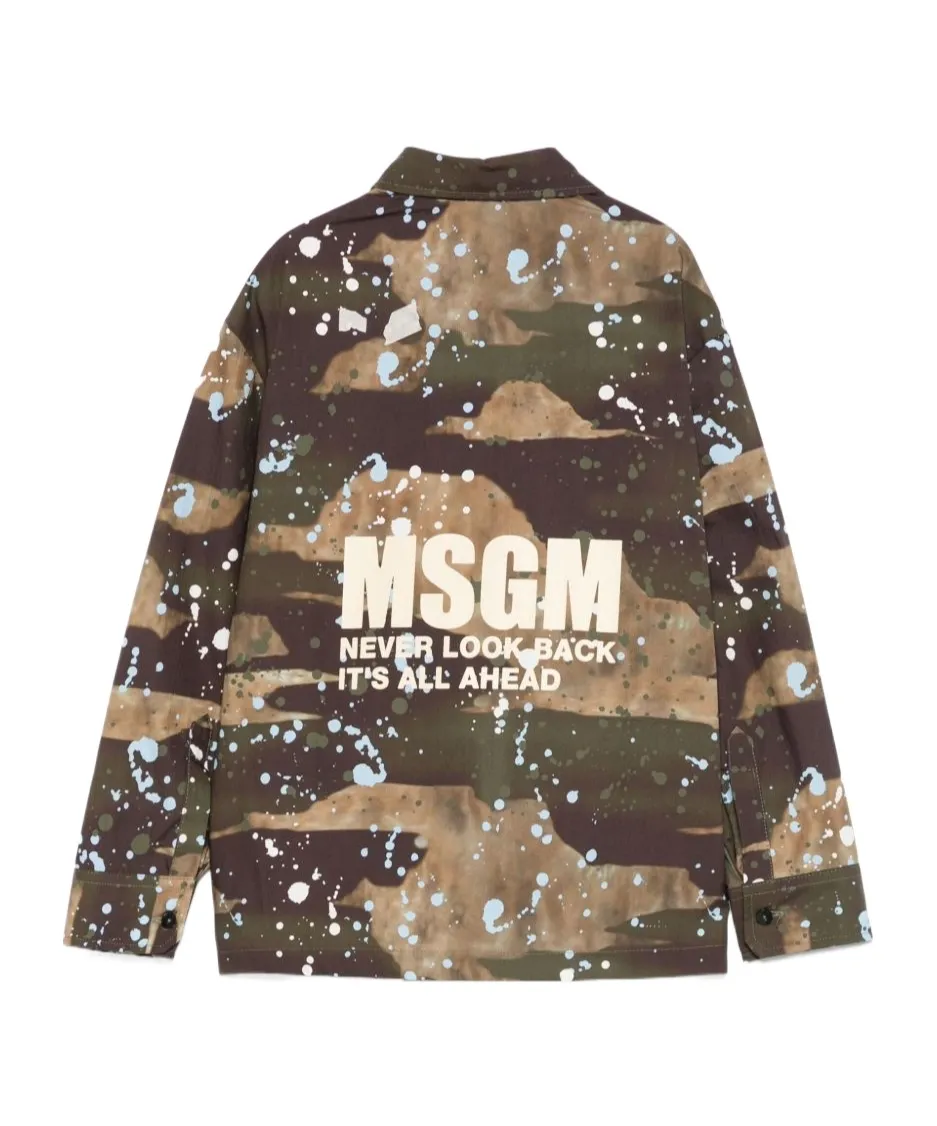 Camouflage Printed Button-Up Shirt
