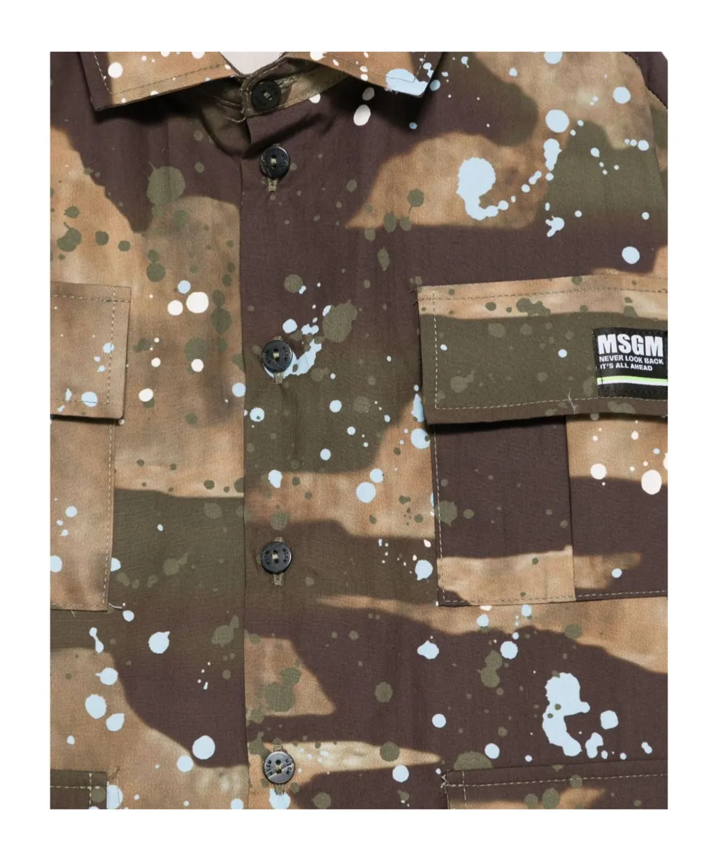 Camouflage Printed Button-Up Shirt