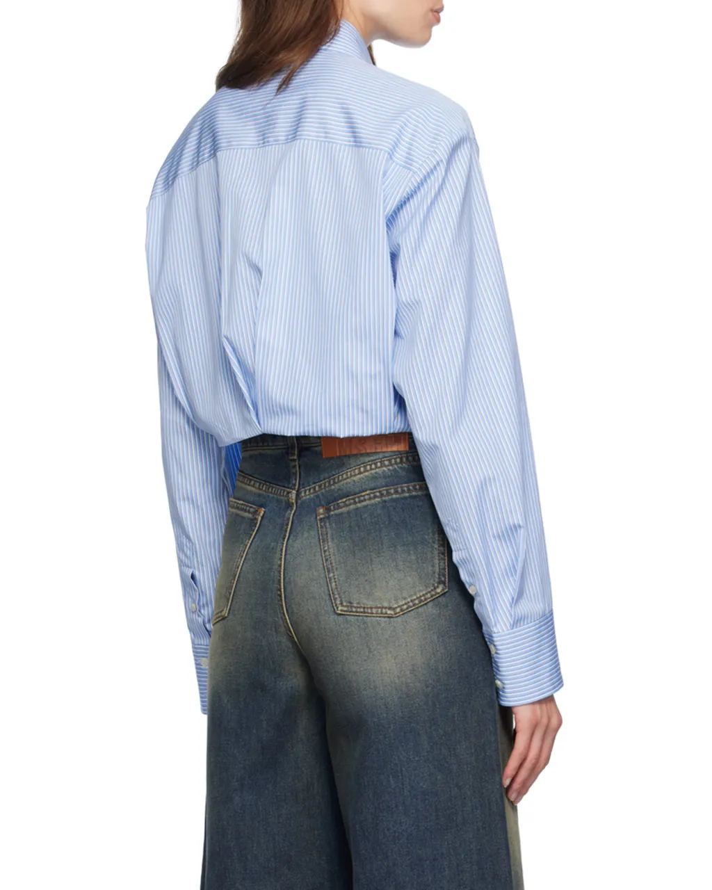 Logo-Embroidered Striped Cropped Shirt