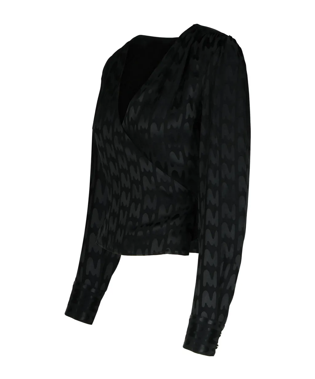 All-Over Patterned V-Neck Blouse