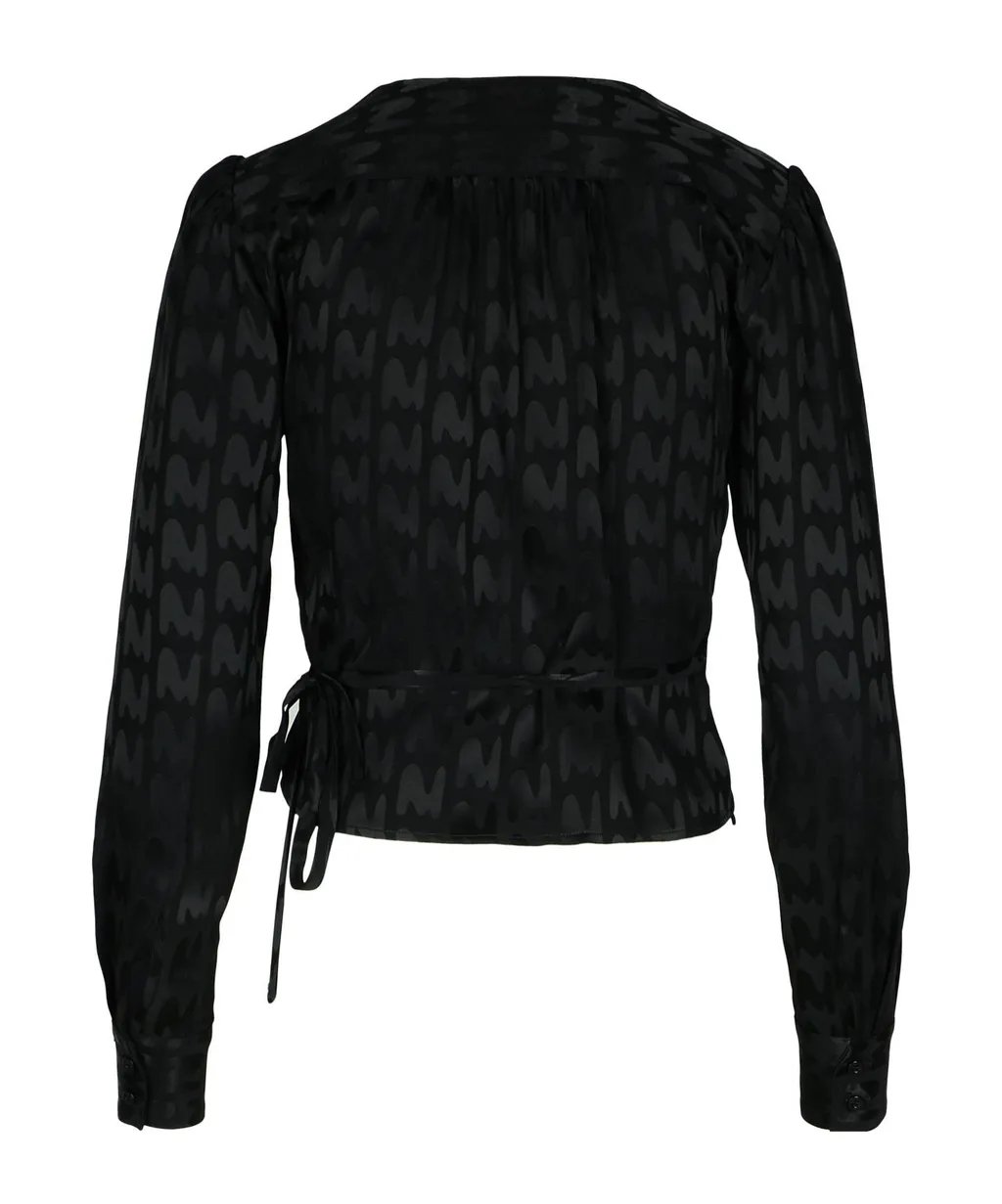 All-Over Patterned V-Neck Blouse