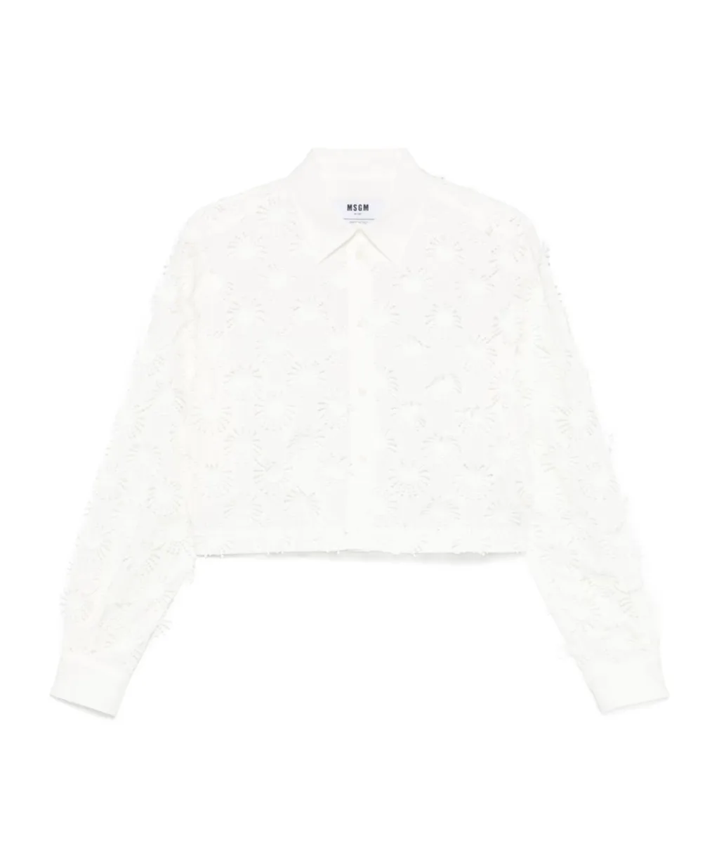 Embroidered Detail Cropped Shirt