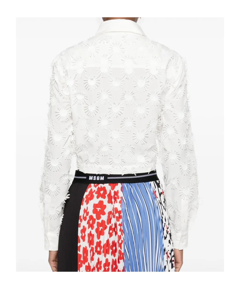 Embroidered Detail Cropped Shirt