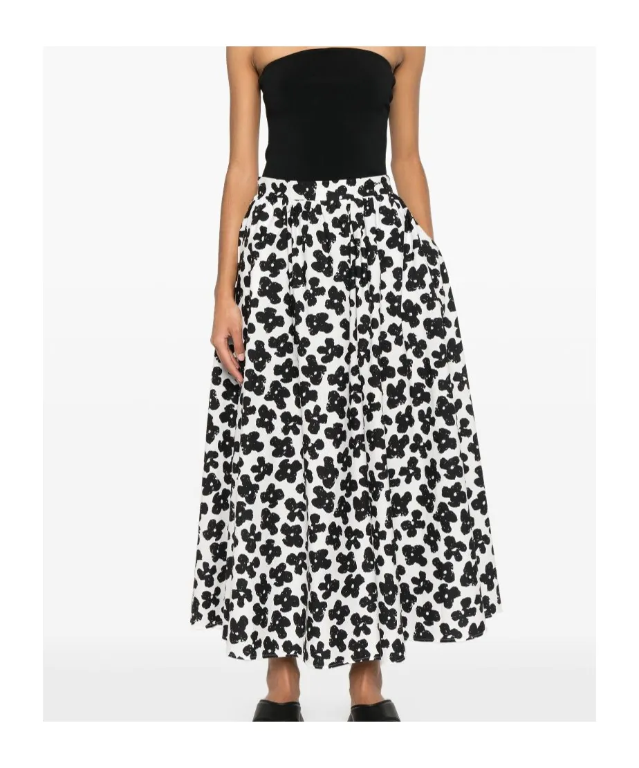 Floral-Print Pleated Maxi Skirt