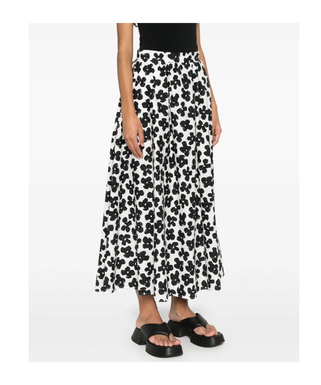 Floral-Print Pleated Maxi Skirt