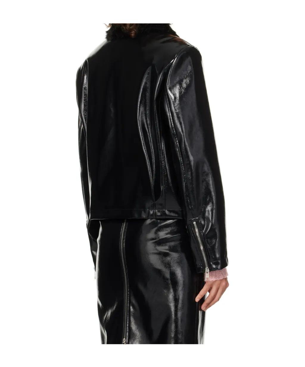 Long-Sleeved Leather Jacket