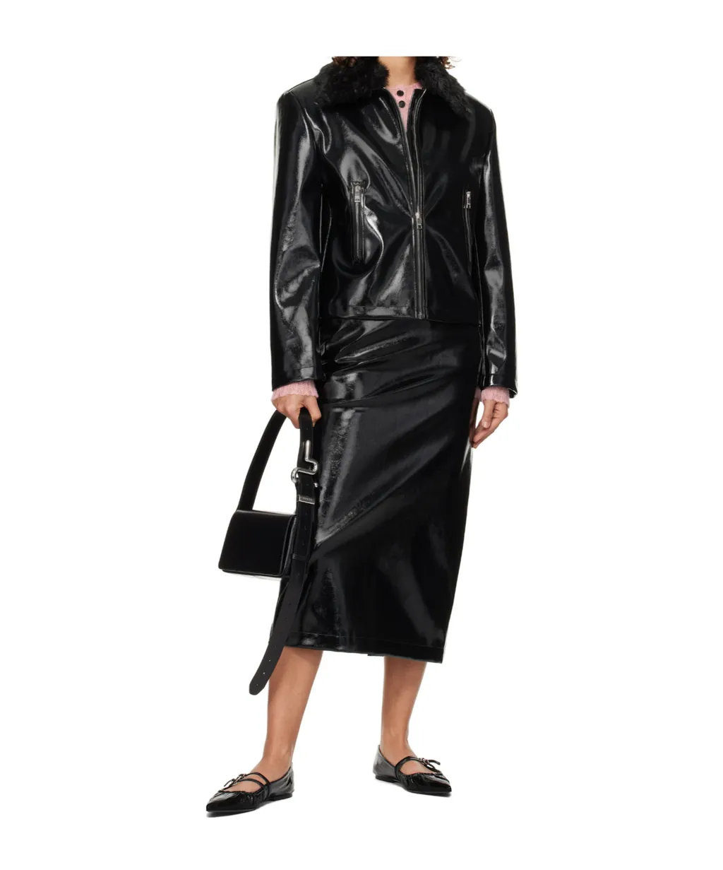 Long-Sleeved Leather Jacket
