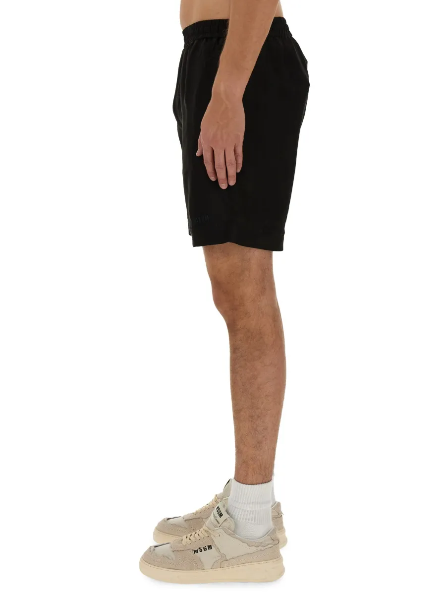 Logo Embroidered Thigh-Length Shorts