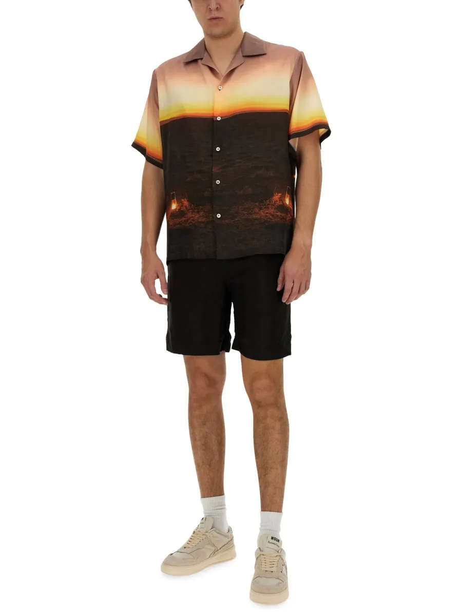 Logo Embroidered Thigh-Length Shorts
