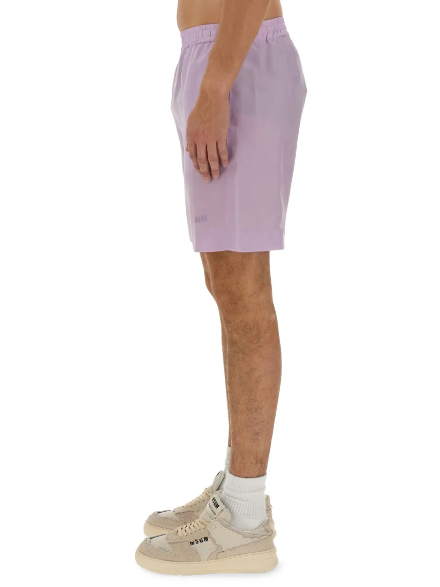 Logo Embroidered Thigh-Length Shorts
