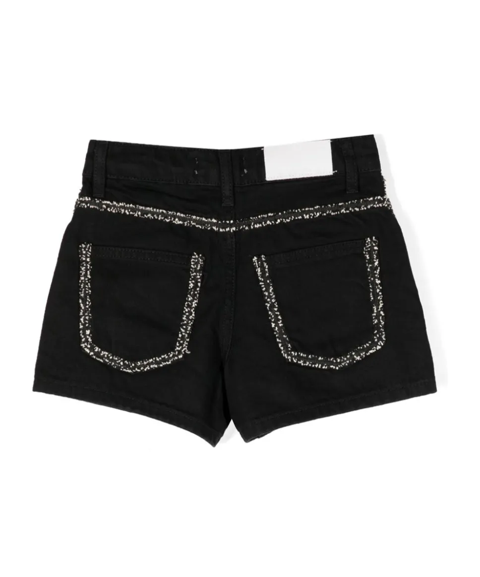 Contrasting-Trim Denim Shorts