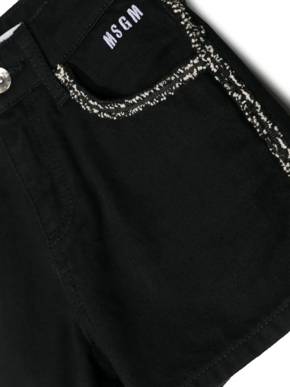 Contrasting-Trim Denim Shorts