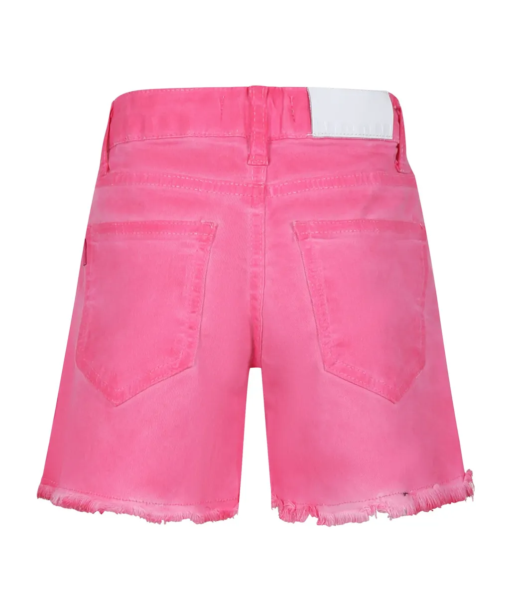 Logo Embroidered Frayed Hem Denim Skirt