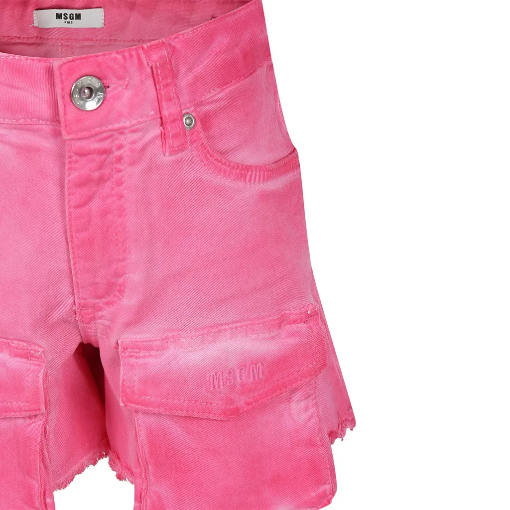 Logo Embroidered Frayed Hem Denim Skirt
