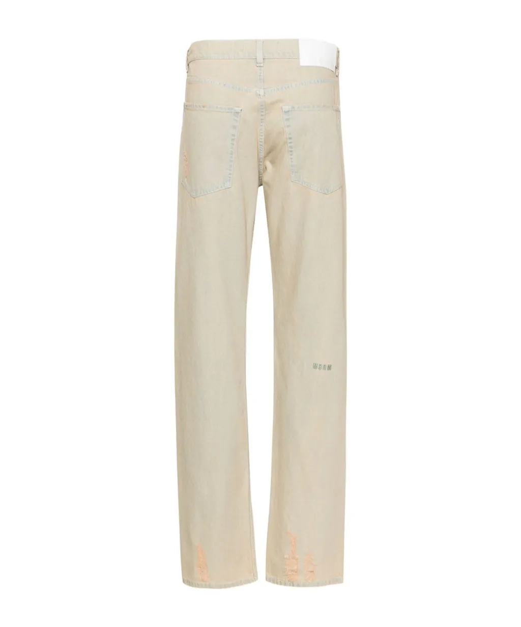 Mid-Rise Straight-Leg Distressed Jeans