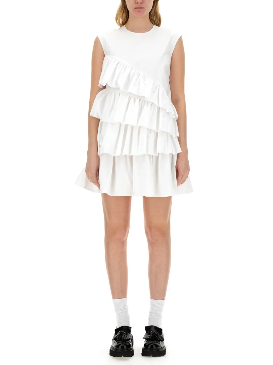 Ruffle-Detailed Crewneck Sleeveless Dress