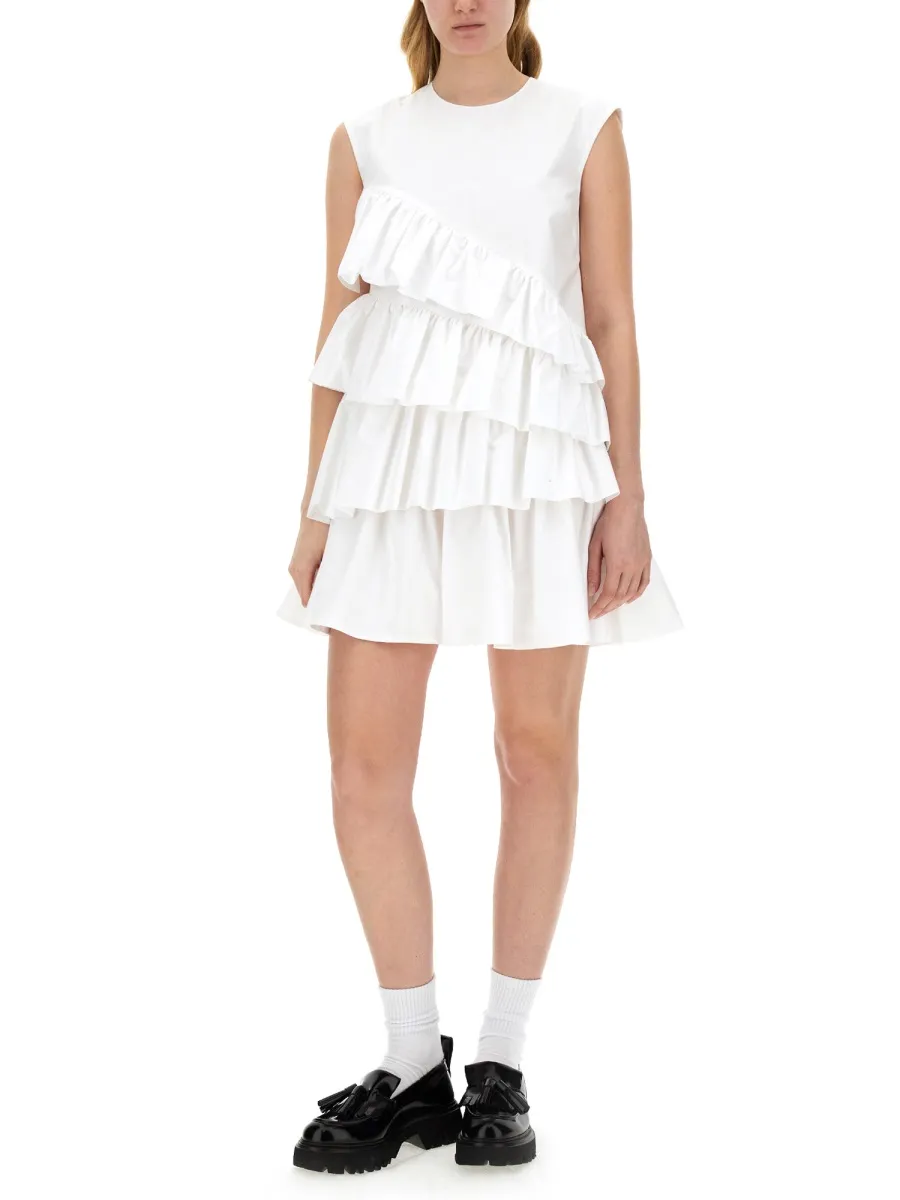 Ruffle-Detailed Crewneck Sleeveless Dress