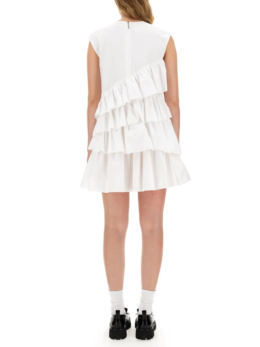 Ruffle-Detailed Crewneck Sleeveless Dress