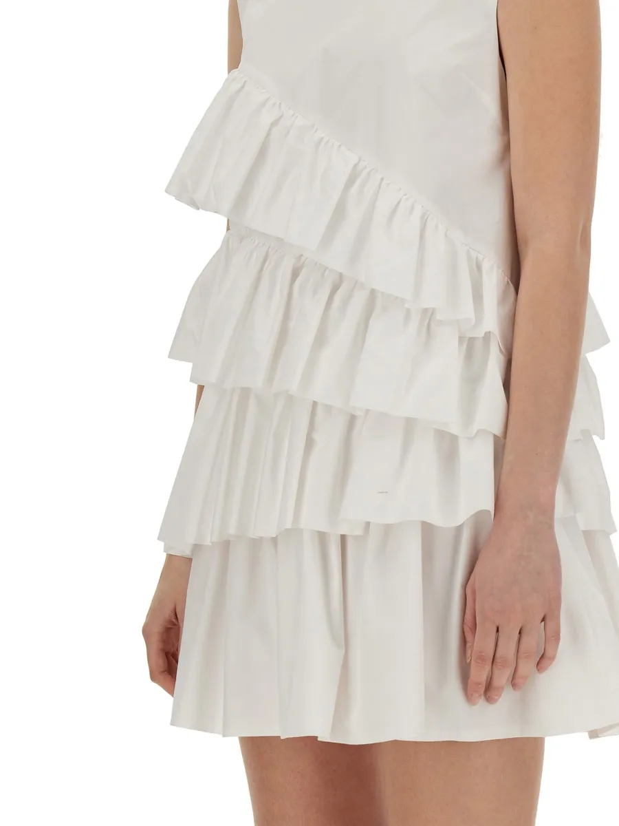 Ruffle-Detailed Crewneck Sleeveless Dress