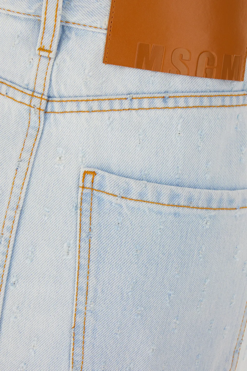 Front-Slit Denim Midi Skirt