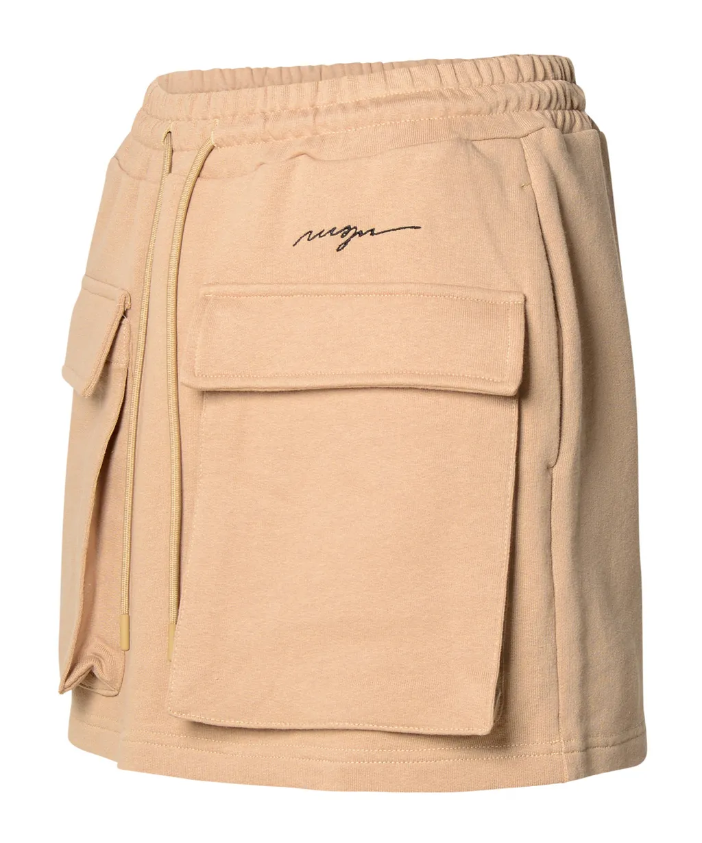 Logo Embroidered Drawstring Mini Skirt