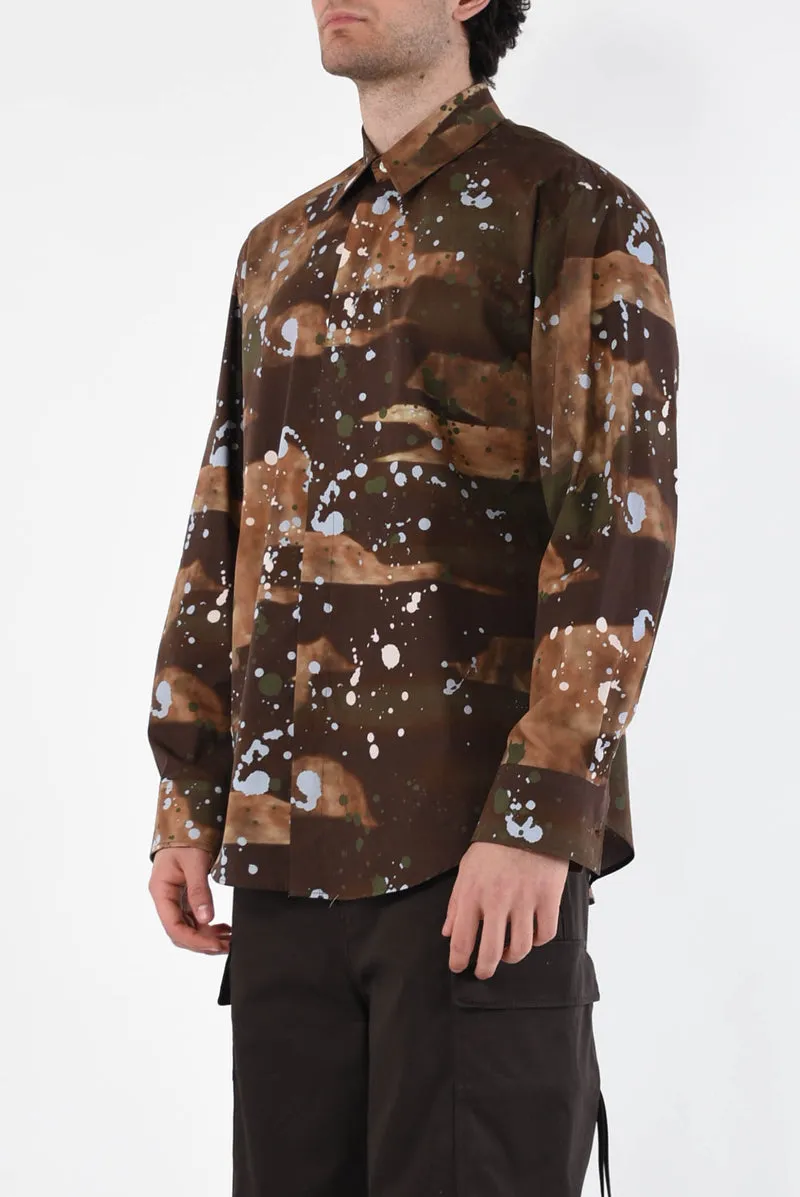 Paint Splatter-Print Cotton Shirt