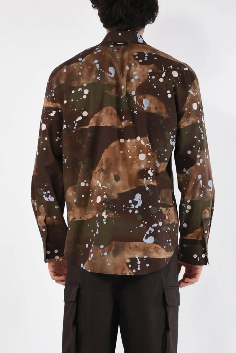 Paint Splatter-Print Cotton Shirt