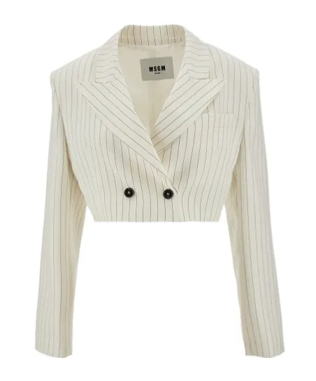 Pinstripe Pattern Cropped Blazer