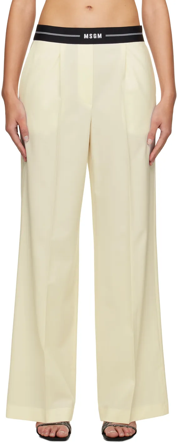 Logo Waistband Wide-Leg Pants