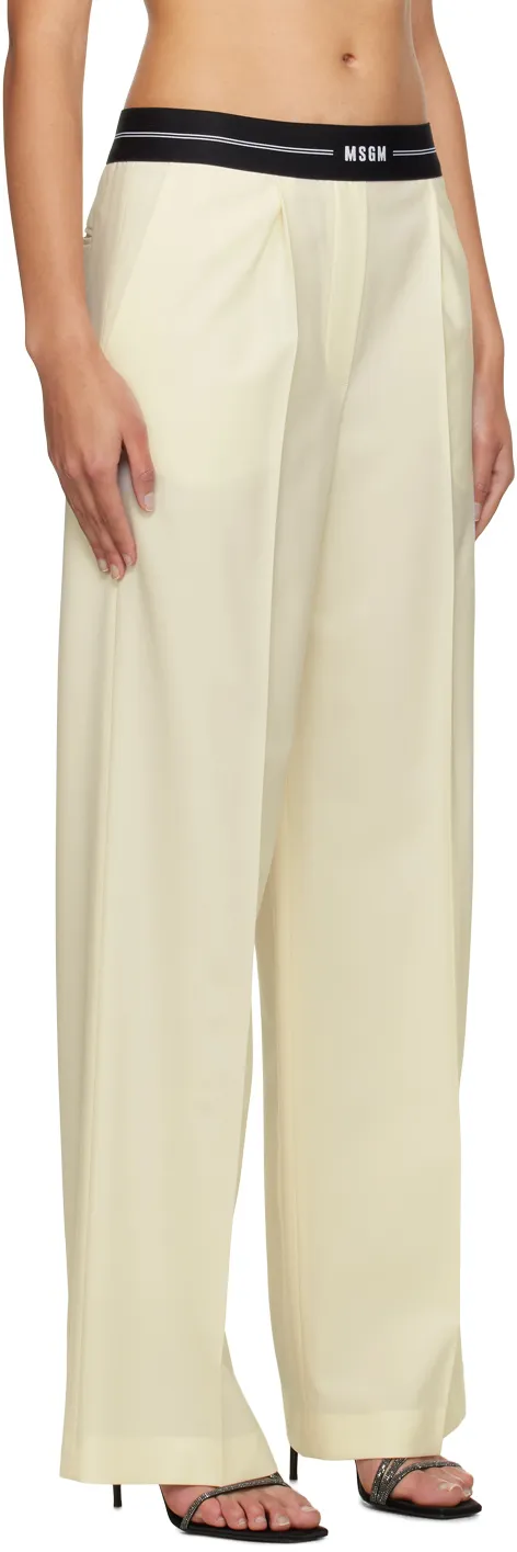 Logo Waistband Wide-Leg Pants
