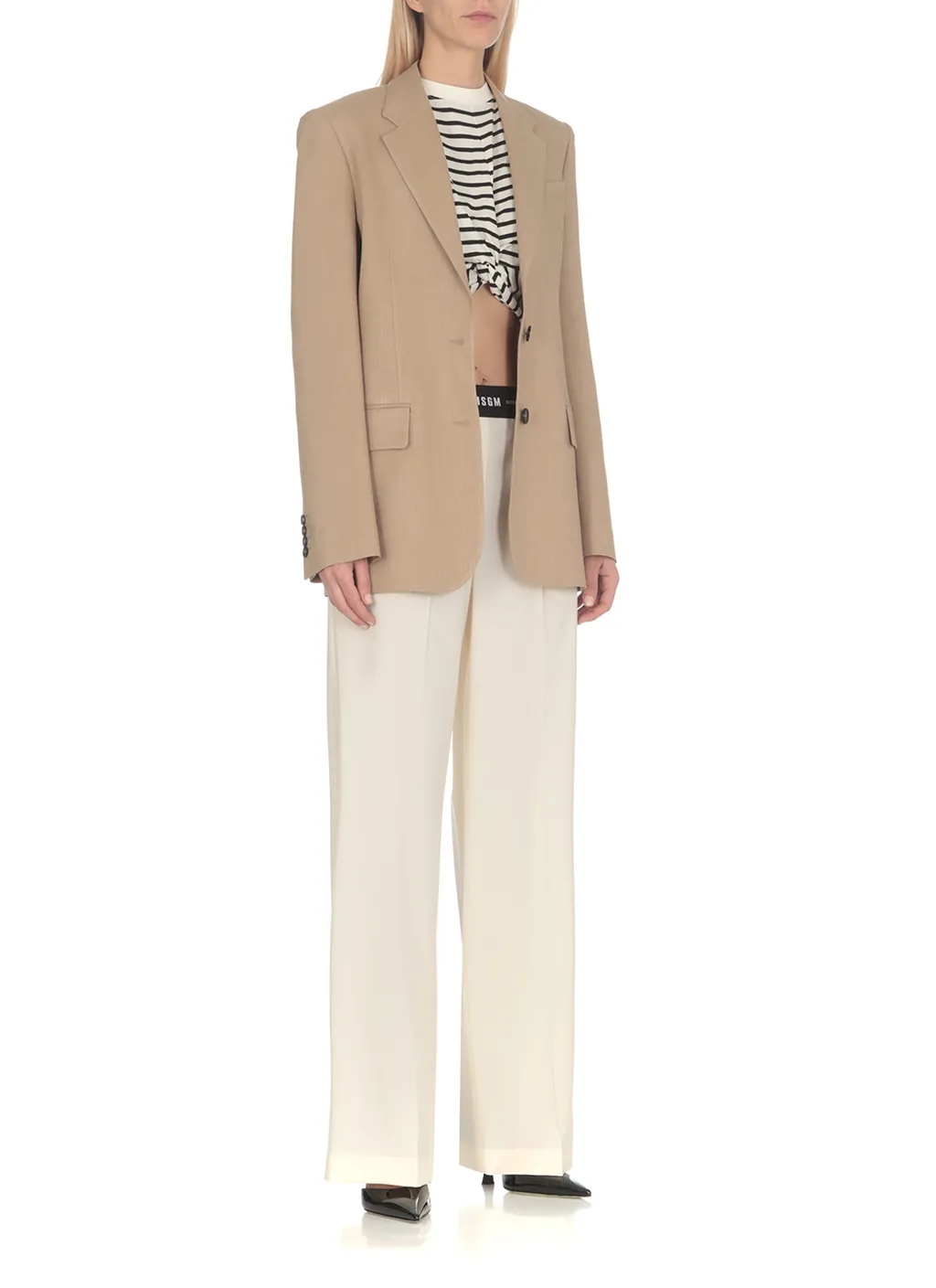 Logo Waistband Wide-Leg Pants