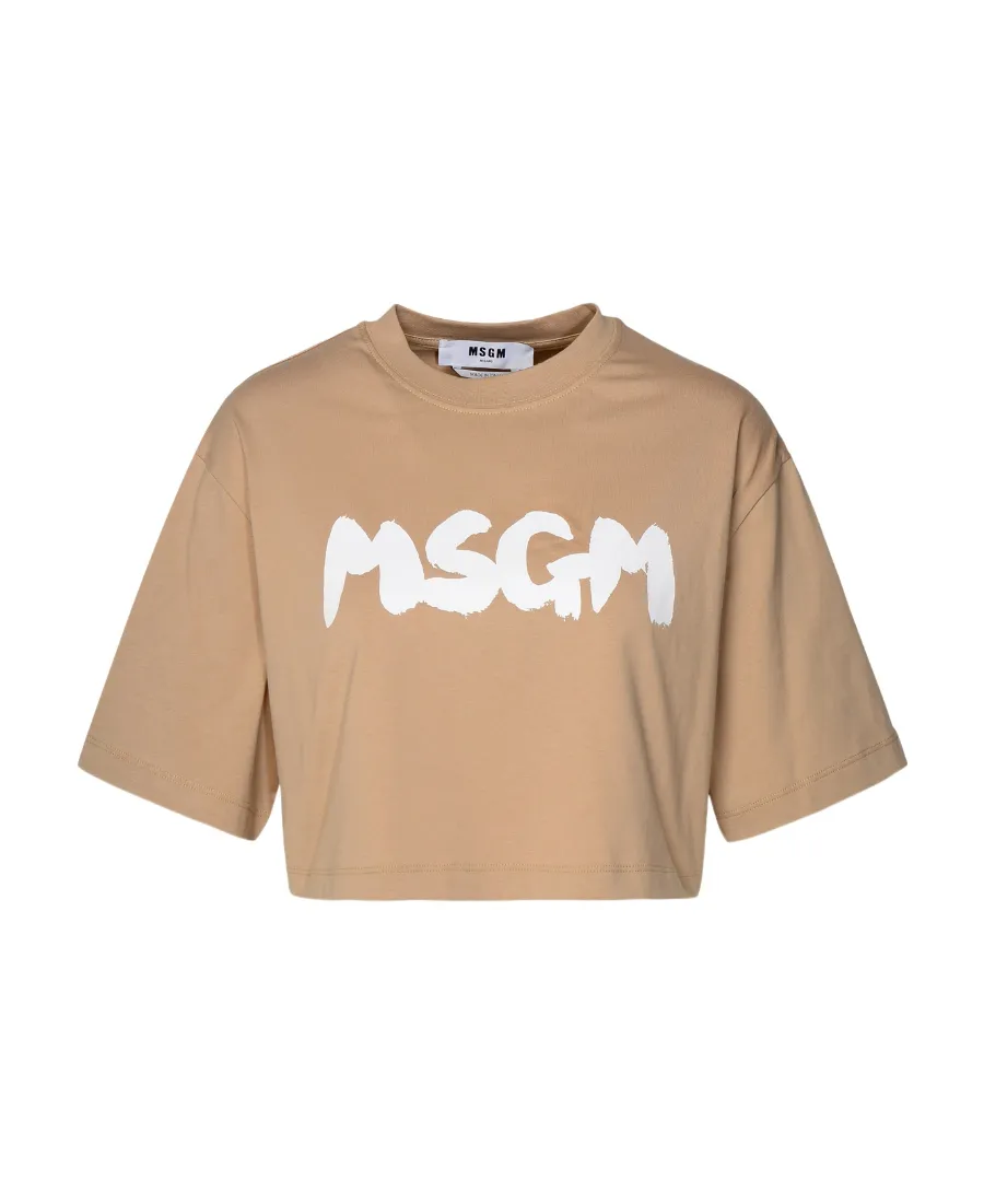 Cropped Logo-Print Cotton T-Shirt
