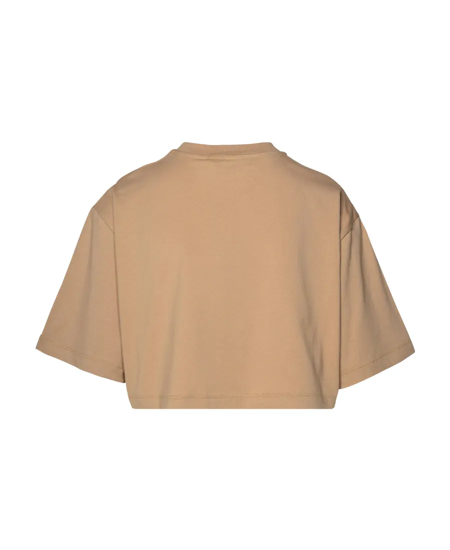 Cropped Logo-Print Cotton T-Shirt