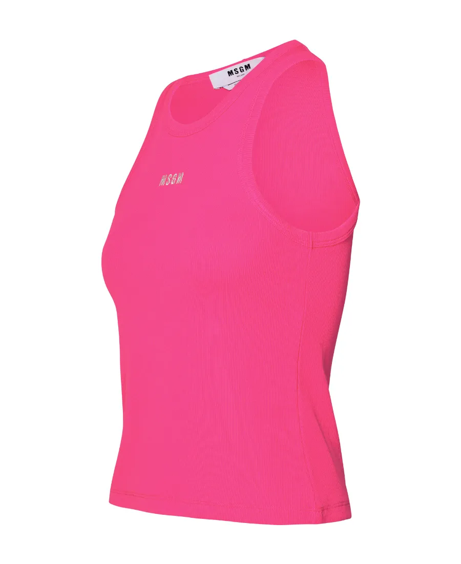 Logo Embroidered Sleeveless Ribbed Tank Top