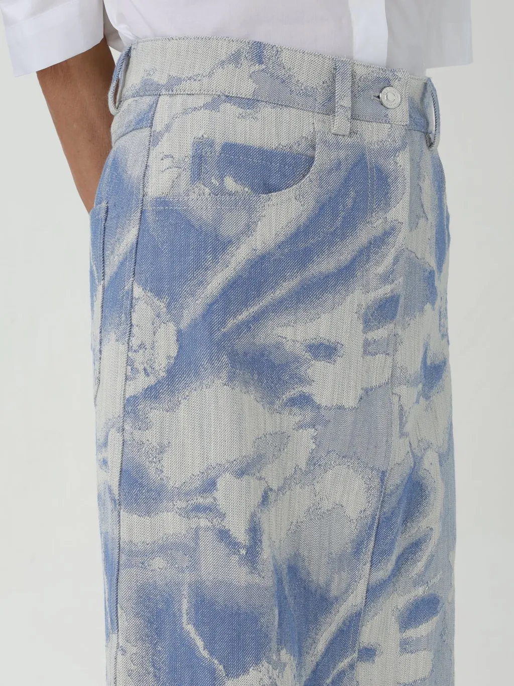 Pattern-Jacquard Denim Maxi Skirt