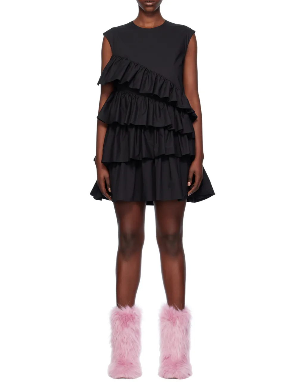 Ruffle-Detailed Crewneck Sleeveless Dress
