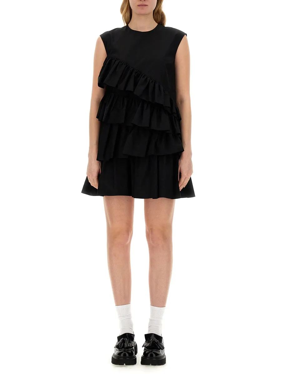 Ruffle-Detailed Crewneck Sleeveless Dress