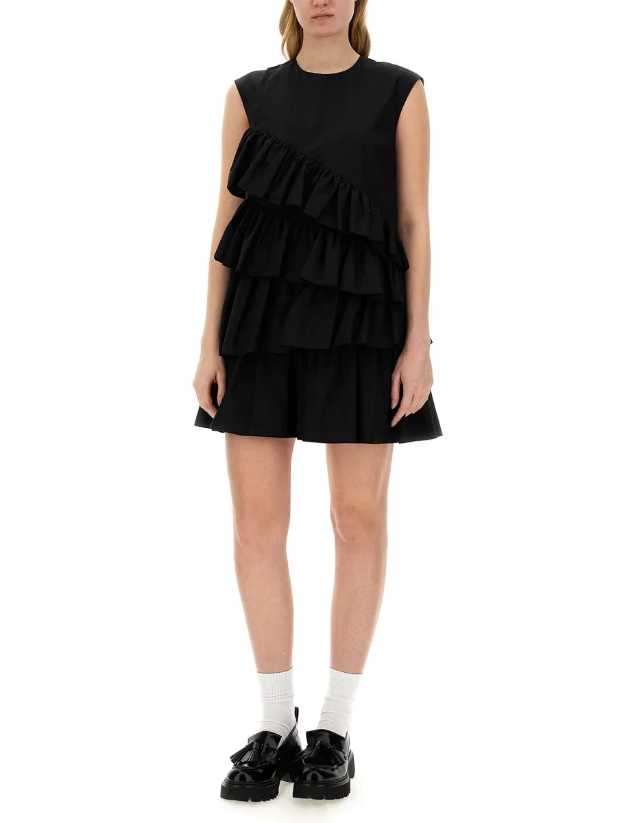 Ruffle-Detailed Crewneck Sleeveless Dress