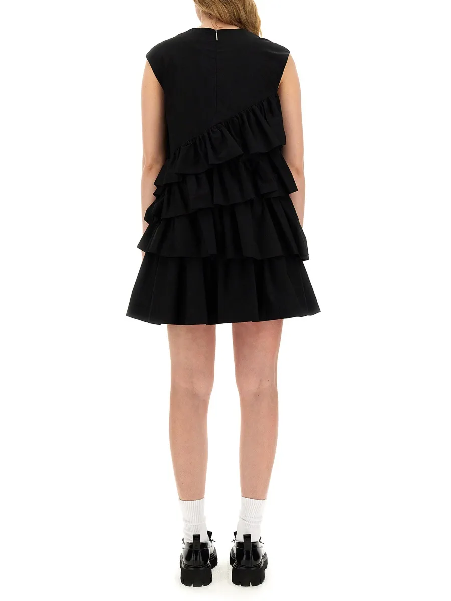 Ruffle-Detailed Crewneck Sleeveless Dress